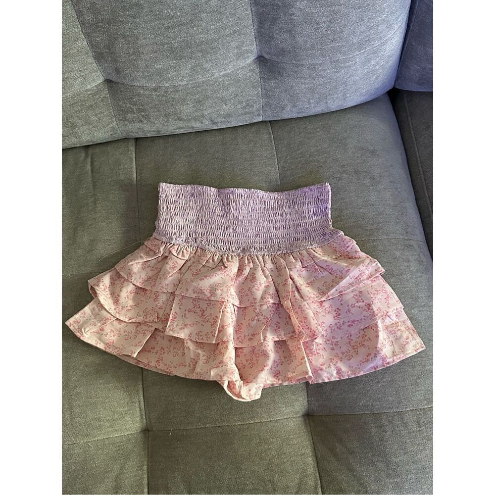 Vici floral tiered flutter layered mini skirt sz small